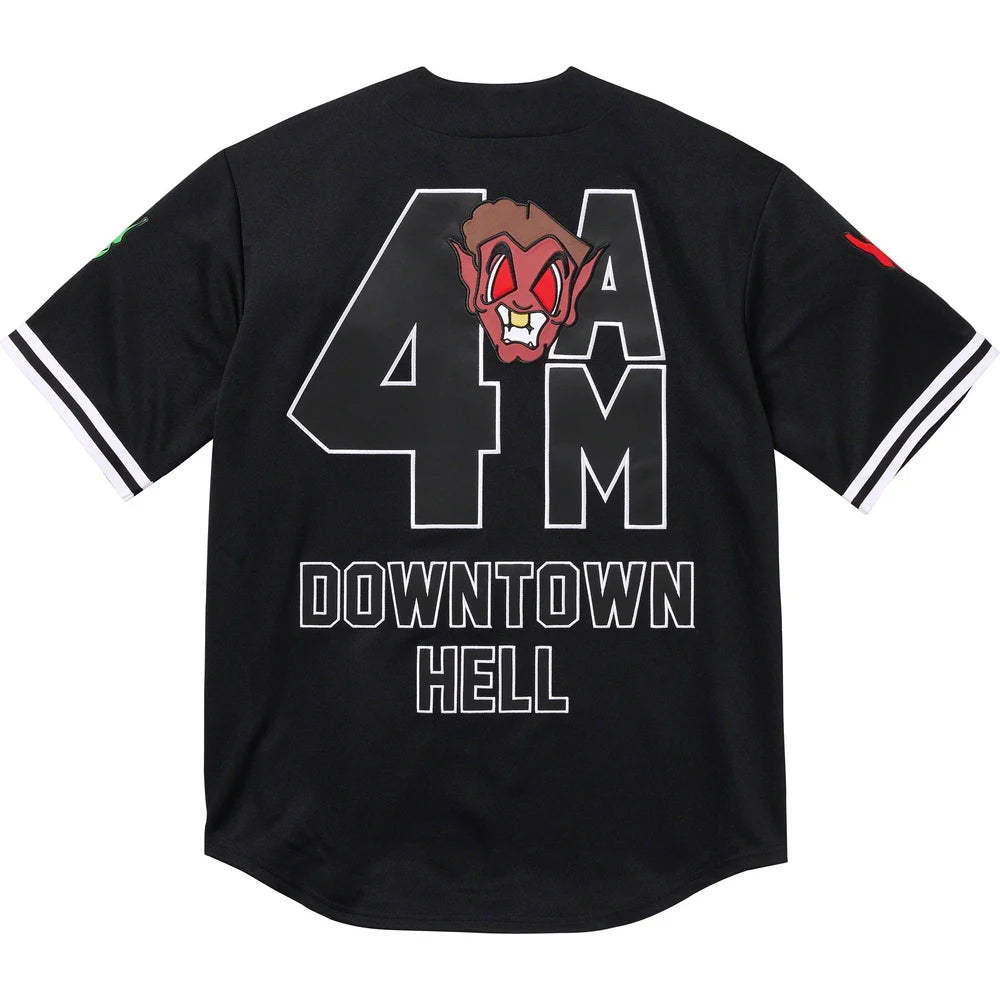 SUPREME/MITCHELL & NESS DOWNTOWN HELL BASEBALL JERSEY